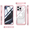 thumbnail image 4 of Clear Magnetic Cover Case for Apple iPhone 16 Pro Max, with Built-in Tempered Glass Screen Protector, [Compatible with Magsafe] Full Body Rugged Shockproof Phone Case for iPhone 16 Pro Max, Pink, 4 of 4