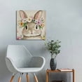 thumbnail image 5 of Fenyluxe Bunny Flower Crown Flowers Art Modern Canvas Prints Ready To Hang for Home Room Decor 16x16in, 5 of 6