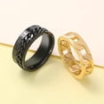 thumbnail image 2 of 2Pcs 8MM Stainless Steel Rings Gold/Black Tone Wide Link Chain Rings for Men Women High Polished Wedding Band Rings Size 7-12, 2 of 4