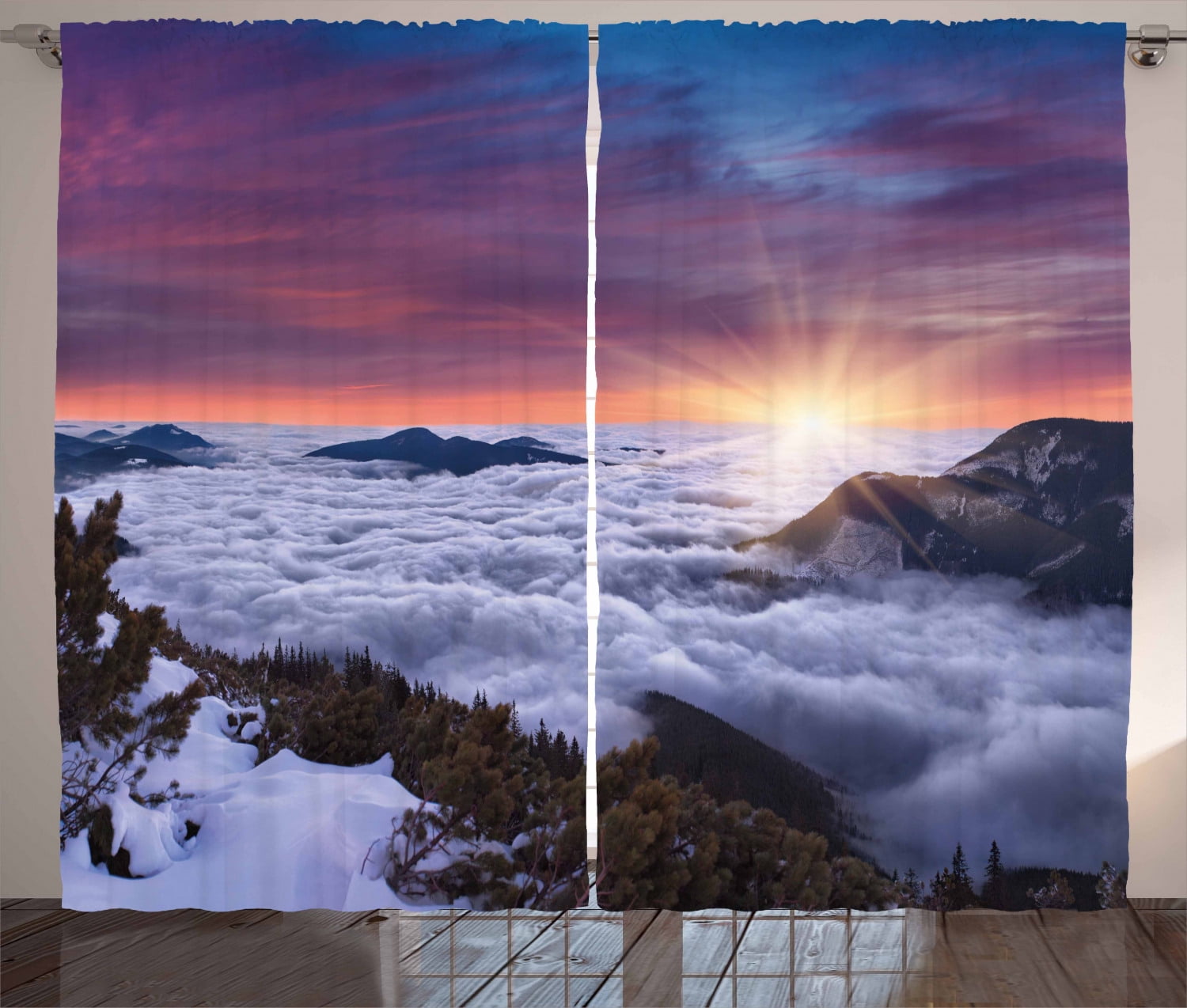 Photo Printing Curtains Sunset Ocean 3D Blockout Draps Fabric Window Mural 086 