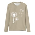 thumbnail image 4 of hxobax Cute Long Sleeve Tops for Womens Juniors Teens Fall Tshirts Dandelion Print Tunic Tee Blouses, 4 of 5