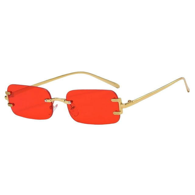 Rectángulo Sin montura Gafas de sol Decoración Estilo retro Hip Hop Accesorios para fotos Lentes de colores Gafas transparentes para compras , rojo y dorado