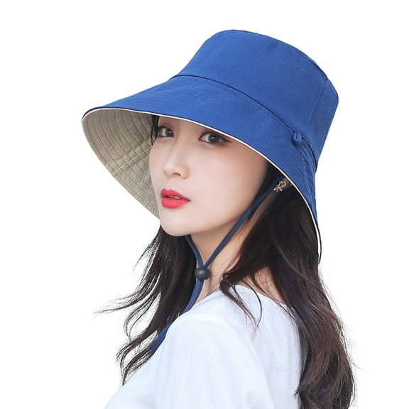 Women Fisherman Hat Round Shape Flat Top Solid Color Sunscreen Anti-UV Summer Hat Outdoor Supply