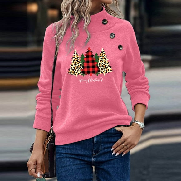 Tetras Christmas Costumes Clearance,Women's Round Neck Christmas Printed Color Fashion Top,Long Sleeve Top Sweatshirts