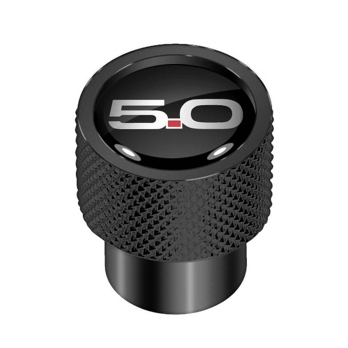 Ford Mustang GT 5.0 in Black on Black Aluminum Tire Valve Stem Caps