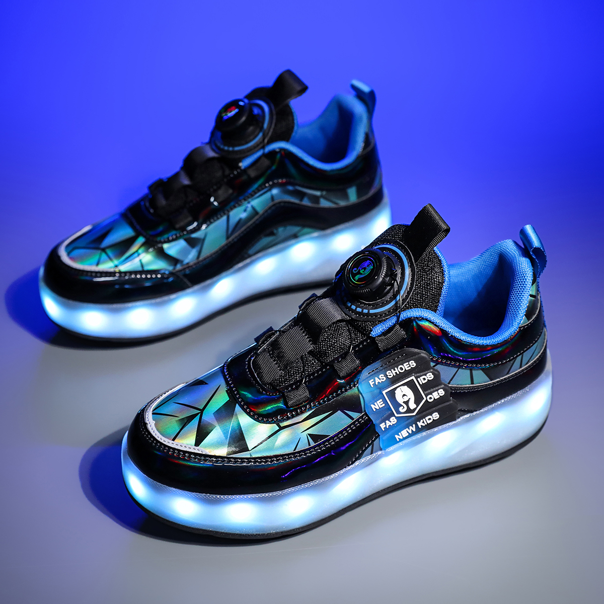 OnyxTrek LED Roller Skate Shoes for Kids Boys Girls Light Up Roller Sneakers with Detachable Wheels Rechargeable Flashing Wheeled Shoes