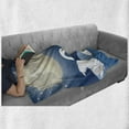 thumbnail image 5 of Swans Soft Flannel Fleece Throw Blanket, Romantic Moonlight Sky View at Night Gracious Love, Cozy Plush for Indoor and Outdoor Use, 50" x 60", Cream Dark Sky Blue, by Ambesonne, 5 of 5