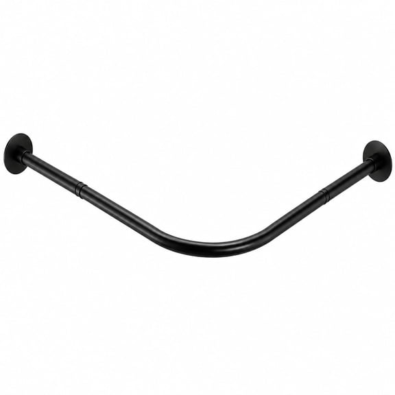 L Shaped Shower Curtain Rods [27''-35''] x [39''-59''] Adjustable Corner Shower Rod, 90° Black Shower Tension Rod for Bathroom Bathtub