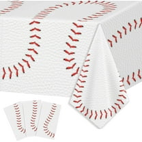 3pcs Baseball Tablecloths Baseball Birthday Party Supplies Disposable Plastic Table Cloths Rectangle Waterproof Table Cover for Baseball Sports Theme Party Decorations 54"x108"