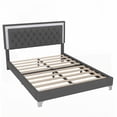 thumbnail image 2 of Queen Size Metal Platform Bed Frame with No Box Spring, Gray for Bedroom, 2 of 12