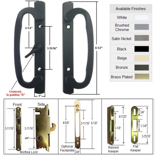 White B-Position Door Handle Kit Mortise Lock Faceplate /& Keepers Non-Keyed