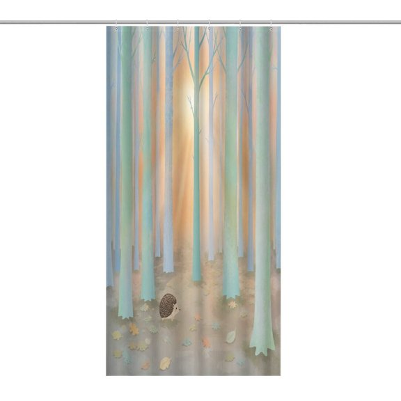 RKSupls Waterproof Shower Curtain, Hedgehog Forest Autumn Leaves Polyester Shower Curtain with Hooks for Chic Elegant Home Bathtub Bathroom Decor Washable
