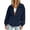 Navy, variant on Horkkom Zip Up Jackets for Women Long Sleeve Solid Color Corduroy Jacket Casual Loose Collared Jacket with Pockets L