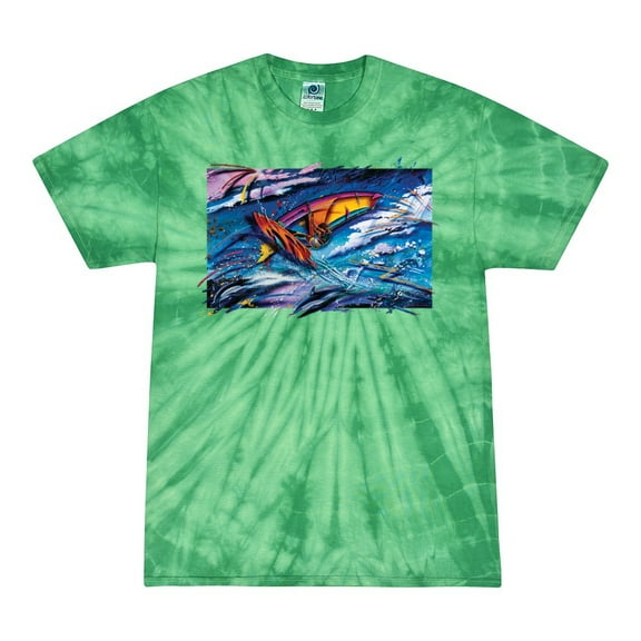 Wild Bobby, Abstract Wind Surfer with Dolphins, Animal Lover, Tie-Dye Tees, Spiral Kelly, Small
