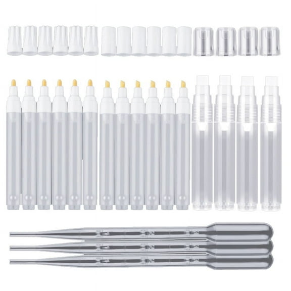 16Pcs Refillable Acrylic Paint Markers 3 mm 6 15 Empty White Pen 3Pcs Dropper