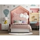 thumbnail image 2 of Bonito cabecero de cuero rosa, cama individual, cama para niños, muebles de diseño de princesa, cama individual, marco de madera, 2 of 4