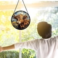 thumbnail image 6 of Round Stained Glass Hanging Panel Featuring Highland Cow Design for Window or Wall Display with Metal Chain Included, 6 of 8