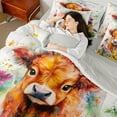 thumbnail image 4 of Homewish Female Men Highland Cow Bedding Comforter Set 7-Piece,Farmhouse Animal King Bedding Sets,Chic Floral Flowers Ultra Soft Bed Sheets,Lightweight Room Decor,Reversible, 4 of 8