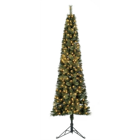 Home Heritage Cashmere 7 Foot Artificial Corner Christmas Tree with LED