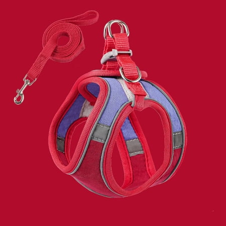 For Cat Puppy,Rabbit Outdoor Adjustable Breathable Soft Dog Leash Cat Accessories Cat Harness Pets Vest Cat Collar RED&BLUE S