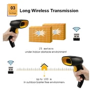 Wireless Barcode Scanner Bluetooth Code Reader 1D/2D QR Bar Code Scanner Support Mobile Phone I Handheld Reader POS Inventory ,Easy to Operate
