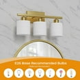 thumbnail image 4 of Bathroom Light Fixtures, Bathroom Lighting Fixtures Over Mirror, Interior Classic Vanity Lights, Modern Vanity Light with Textured White Glass Shade, Brushed Gold, 3-Light, 4 of 9