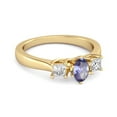 thumbnail image 2 of 0.95 Ctw Tanzanite 925 Sterling Silver Gold Vermeil Three Stone Confession Women Valentines Day Gifts Ring, 2 of 3