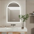 thumbnail image 5 of LUVODI LED Dimmable Lighted Makeup Mirror 24x36 inch Anti-Fog Bathroom Mirror Time Date Temp Arched, 5 of 15