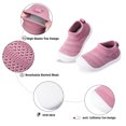 thumbnail image 3 of Baby Toddler First Walking Non-Skid 1-4 Years Kids Shoes Infant Boys Girls Soft Sole Lightweight Breathable Knitted Mesh Sneakers Slip-on Slippers(A08-Pink-M), 3 of 6