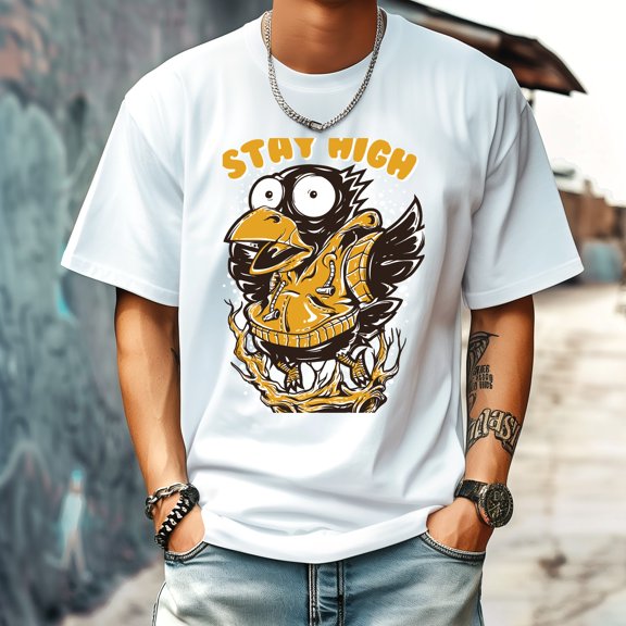 Men's T Shirt Round Neck Patterned Tee Summer New Sports Shirt Vintage Style Gift for Friends XS