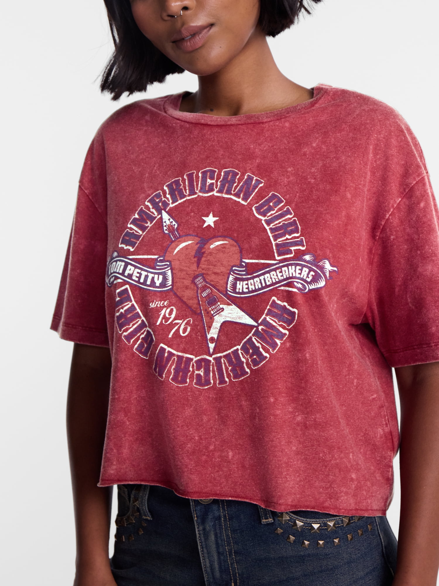 No Boundaries Tom Petty American Girl Graphic Boyfriend Tee, Women's XXS-XXL