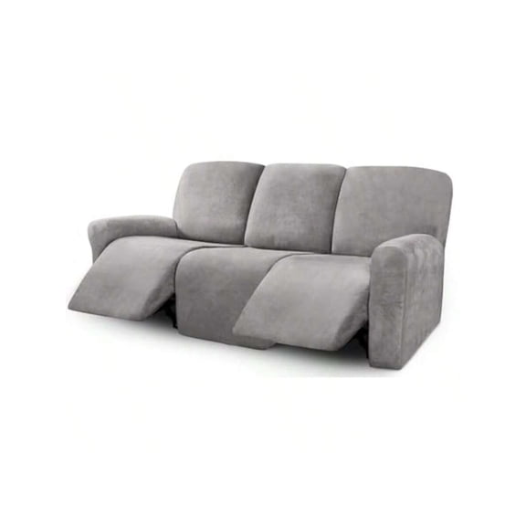 Veet 8-Pieces Recliner Sofa Covers Stretch Reclining Couch Covers for 3 Cushion Reclining Sofa Slipcovers Furniture Covers Thick Soft Washable 3 Seater Recliner Cover Light Grey