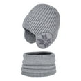 thumbnail image 2 of CYRBOKO Boys Beanies and Scarves, Thermal Two Pieces Winter Earflap Kids Hats Sets Gray Size 4-10 T, 2 of 7