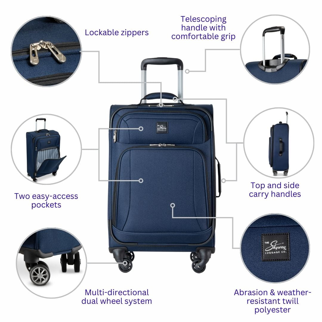 Skyway Luggage Epic Softside 20" 8 Wheel Carry-On Spinner, Adult