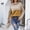 Khaki, variant on Women's Elegant Sweater, Baggy Style Long Sleeve Contrast Color Turtle Neck Casual Pullover Tops Green L