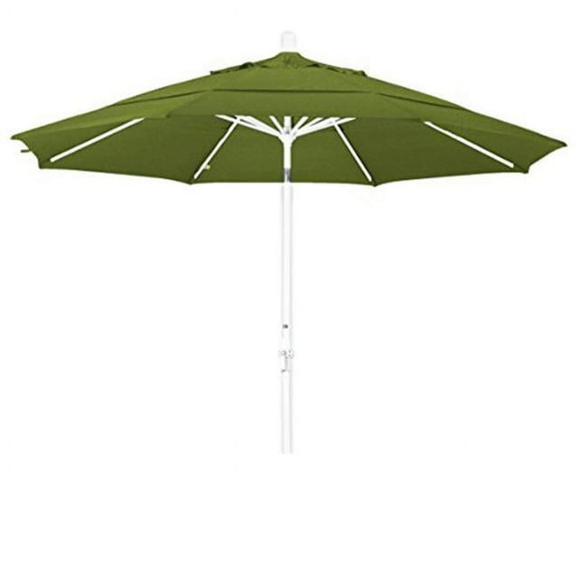 California Umbrella GSCU118170-5429-DWV Parasol de Marché Rond en Aluminium de 11 Pi avec Inclinaison du Collier et Mât Blanc - Parasol Ara