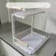 thumbnail image 3 of Injueey Estante para fregadero en forma de L Maximiza el espacio debajo del gabinete del lavabo del baño Estante de almacenamiento de Cocina y Comedor negro, 3 of 6
