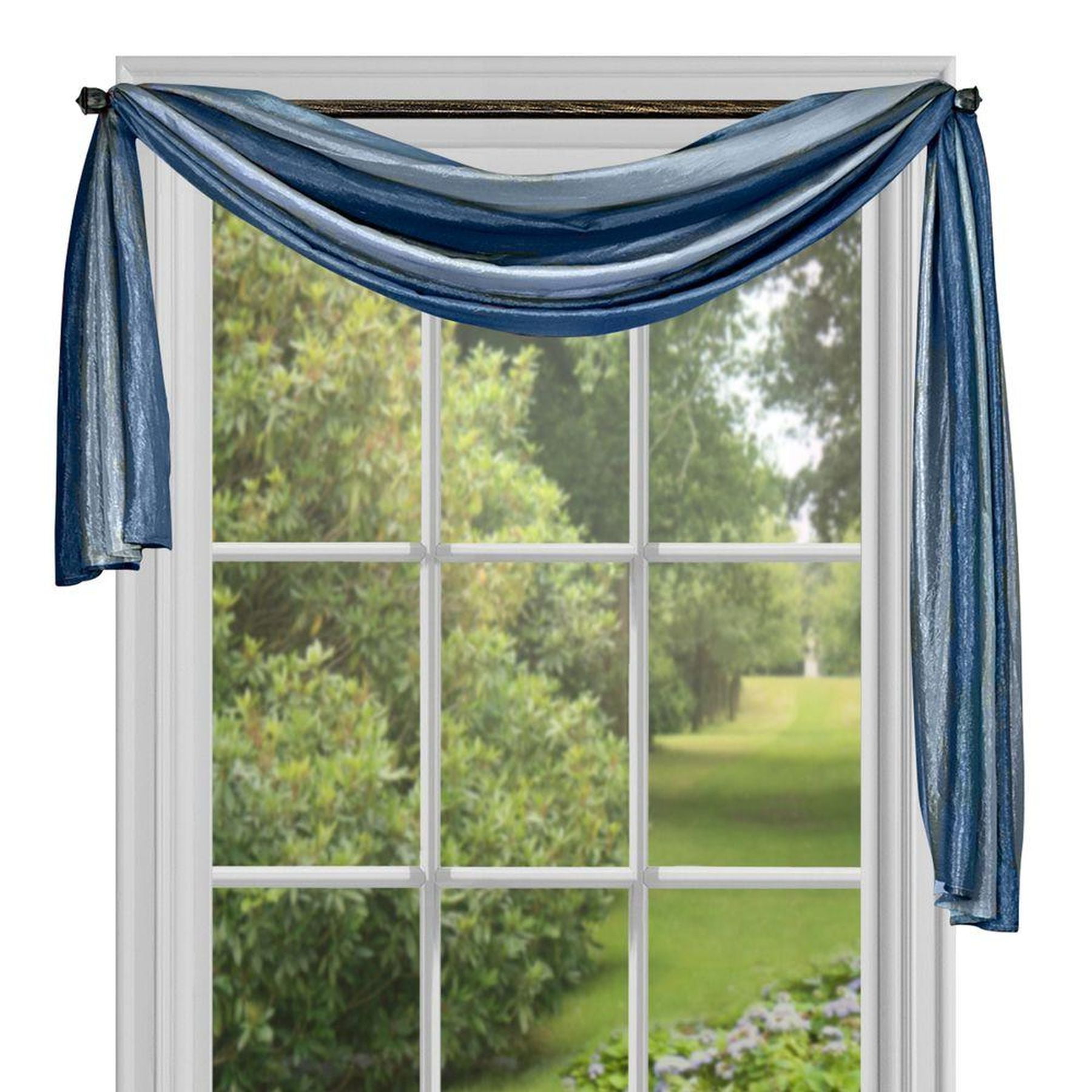 Traditional Elegance Ombre Window Curtain Scarf 50x144 Blue