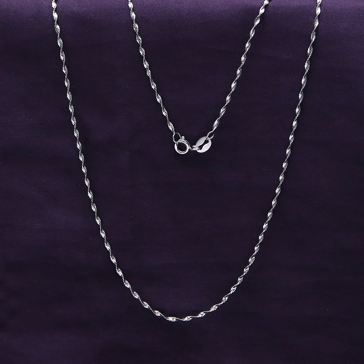 AFFY Twisted Serpentine Chain Necklace for Women and Men Italian Crafted 1.2mm Twist Chain 18 Inch 14K White Gold Over 925 Sterling Silver with Spring Ring Clasp