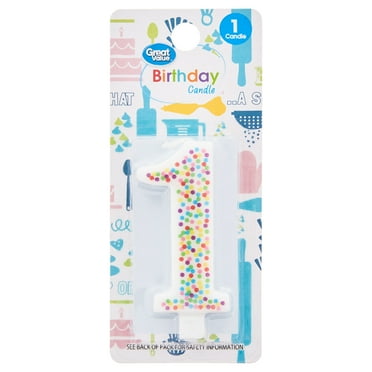 Great Value Birthday Party Candle, Multicolor, Number 1