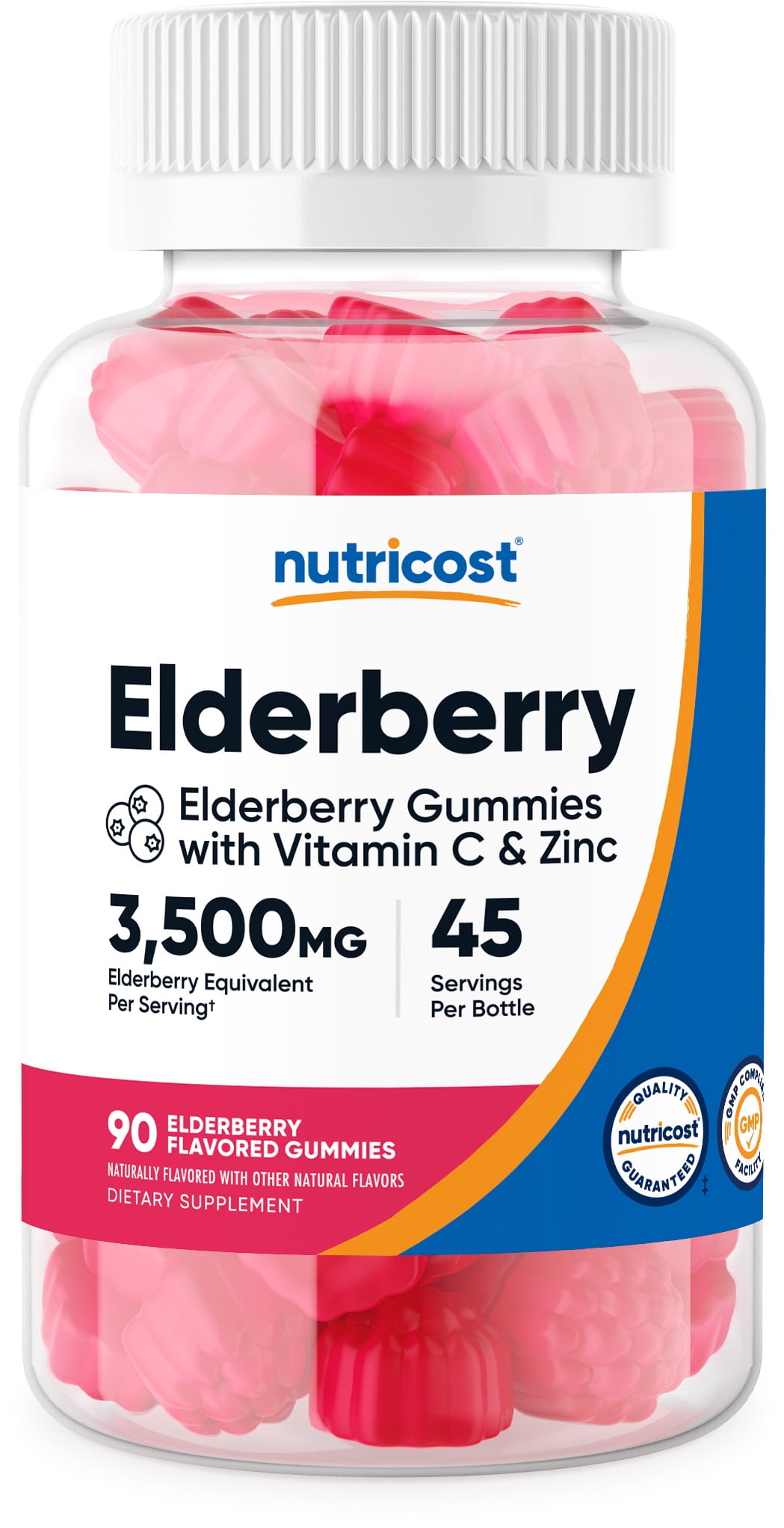 Nutricost Elderberry, 90 Gummies - With Vitamin C and Zinc - Gluten Free Supplement