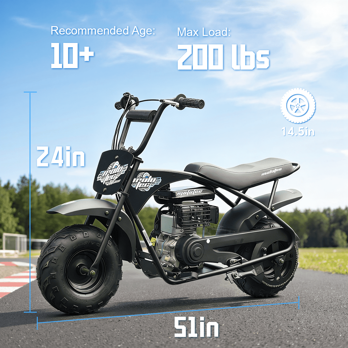 TOXOZERS 105cc Mini Bike,3.5HP 4-Stroke Off-Road Mini Dirt Bike for Kids 8+,Classic Retro Motorcycle,23MPH Top Speed,Rear Disc Brake