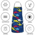 thumbnail image 6 of Yiaed Cartoon Shark Print Kitchen Apron with Hand Wipe Pockets,Big Pocket,Aprons for Women with Pockets, Waterproof for Cooking Baking, 6 of 7