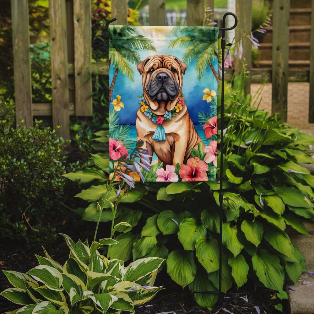 Shar Pei Luau Garden Flag 11.25 in x 15.5 in