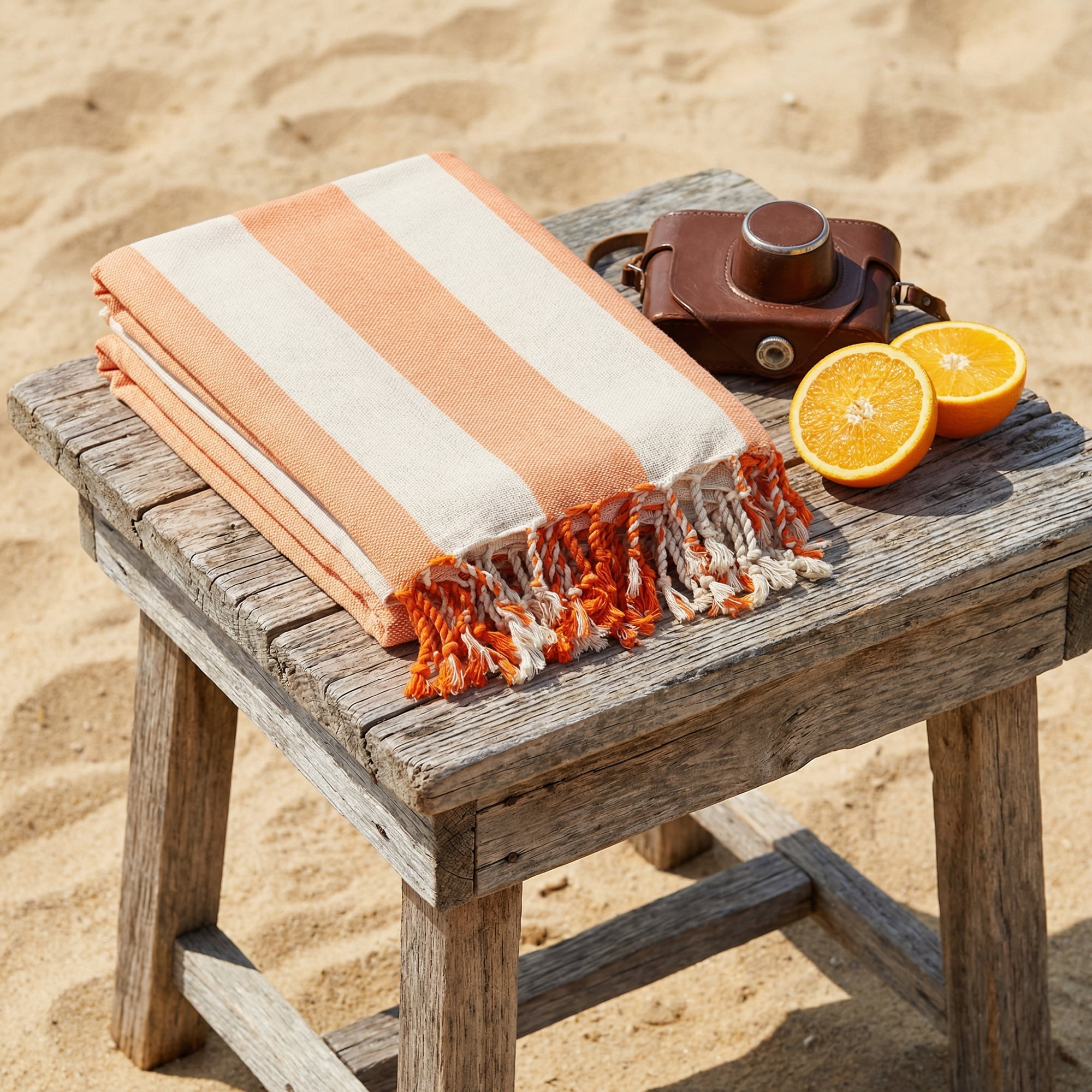 Unique Bargains Stripe Lightweight Absorbent Quick Dry Beach Towel Orange 71" x 40"