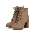 thumbnail image 5 of Women Faux Suede Lace Up Fur Stacked Lug Heel Ankle Boot 19606, 5 of 6