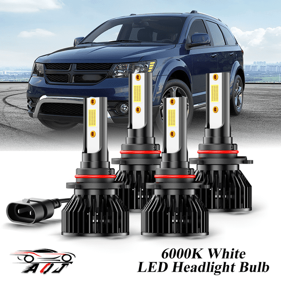Compatible con Juego de Lámparas Alta/Baja Dodge Journey 2009-2019 2020 - 4 Unidades, 10,000LM 6500K Blanco Frío, Bombillas 500% Ultraluminosas, Plug & Play