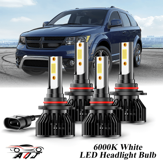 Compatible con Juego de Lámparas Alta/Baja Dodge Journey 2009-2019 2020 - 4 Unidades, 10,000LM 6500K Blanco Frío, Bombillas 500% Ultraluminosas, Plug & Play