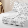 thumbnail image 4 of Erosebridal Watercolor Lattice Bow Twin Quilt Set for Girls, Grey Diamond Ribbon Grid Twin Coverlet Set, 2-Piece, 4 of 7