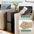 thumbnail image 6 of 7.8" W Faux Leather Narrow Nightstand, Modern Fully-Assembled Bedside Table with 2 Drawers, Wood Night Stand Small Accent End Table & Side Table for Bedroom Living Room, Black, 6 of 8
